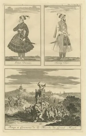 Chatelain, Portraits of Emperors and a Parade for The Grand Mogul, 1719, Print