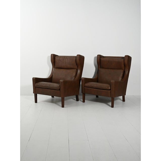 Danish Armchairs in Dark Brown Leather, 1950s, Set of 2 For Sale - Image 3 of 13