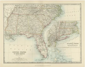 Map of the Southeastern USA and Atlantic States, 1903