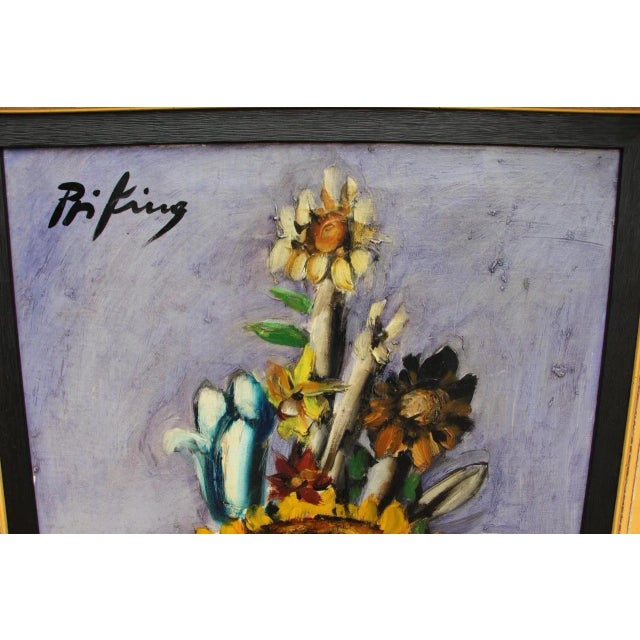 Franz Priking, Bouquet of Sunflowers, 1970s, Oil on Canvas, Framed For Sale - Image 4 of 8