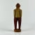Vintage Folk Art Carved Wood Statue of Man With Yellow Shirt, Red Tie, and Hands in Pockets For Sale - Image 4 of 9