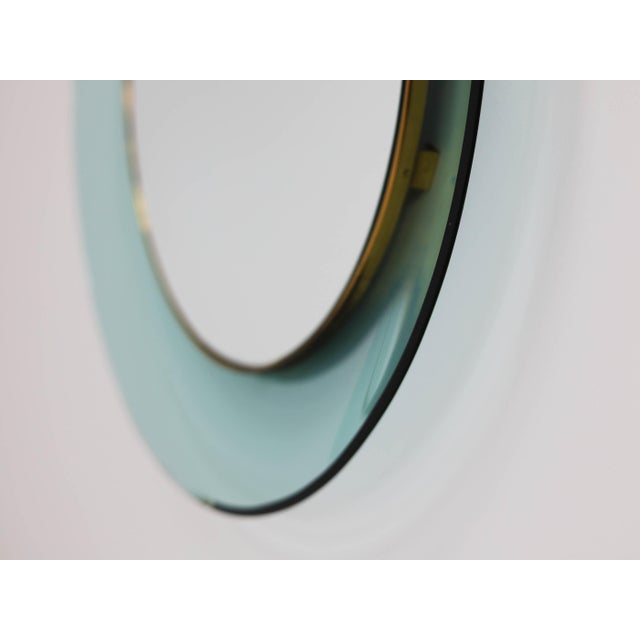 Metal Large Vintage Mirror with Curved Colored Glass by Max Ingrand for Fontana Arte, 1960 For Sale - Image 7 of 9