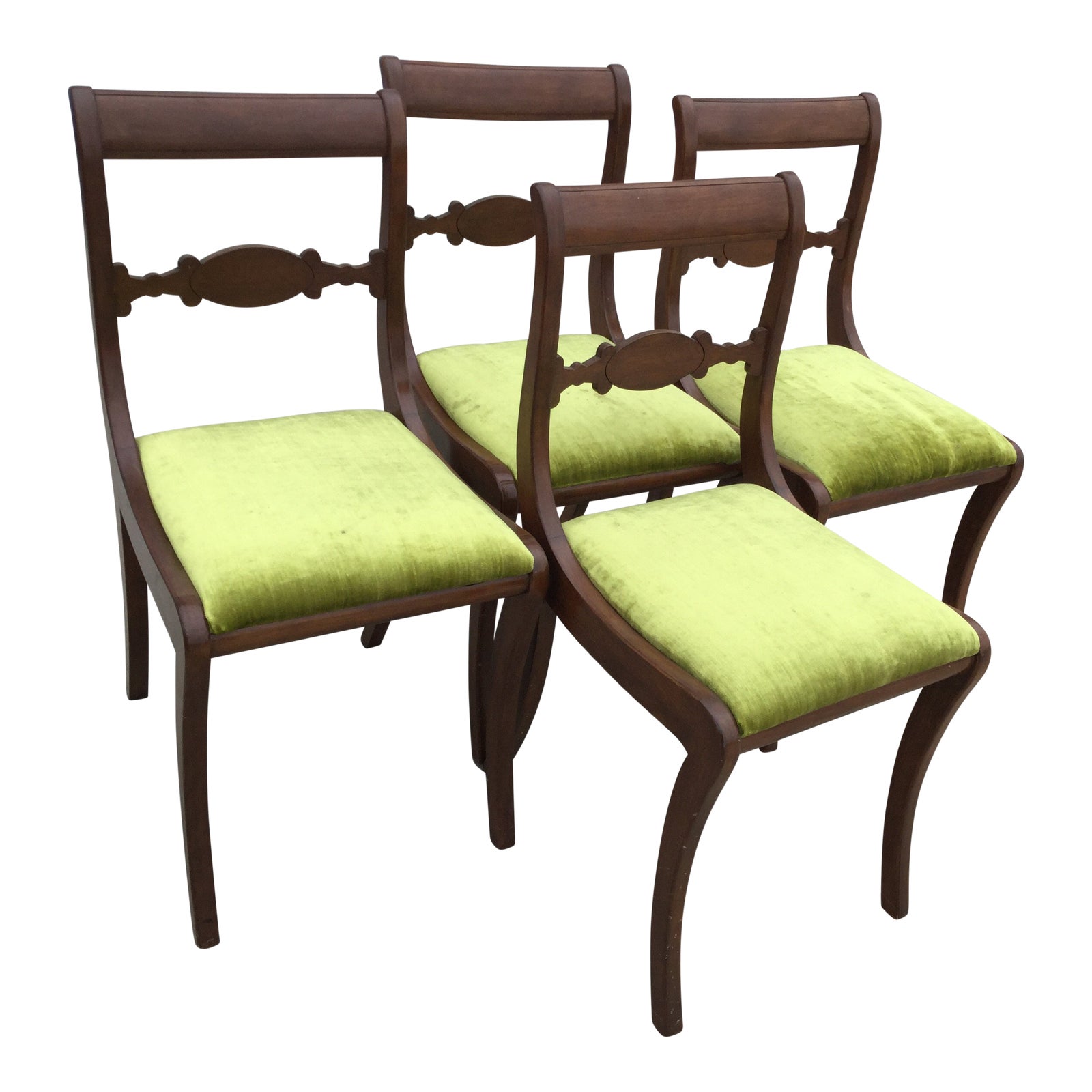 1930s Americana Charlotte Chair Co Walnut Dining Chairs Set of 4