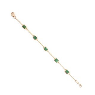 2.96ct Zambian Emerald Link & Chain Bracelet in 14k Solid Yellow Gold For Sale