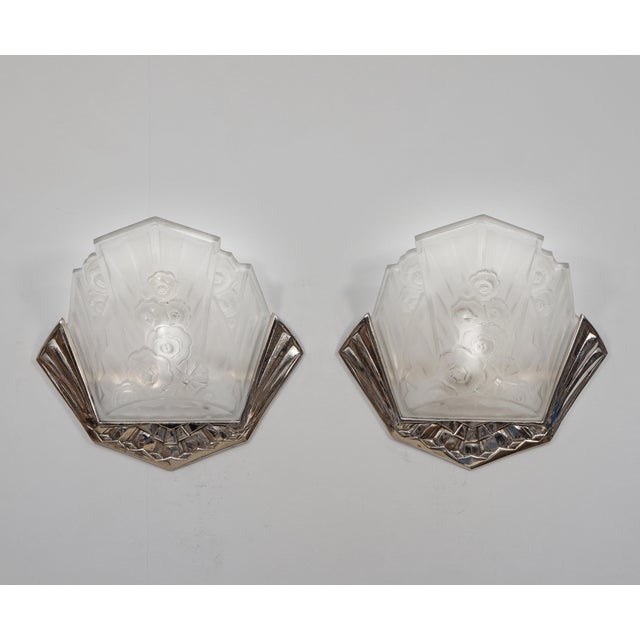 Art Deco French Art Deco Wall Sconces by Jean Gauthier Ejg 1930 France - A Pair For Sale - Image 3 of 7