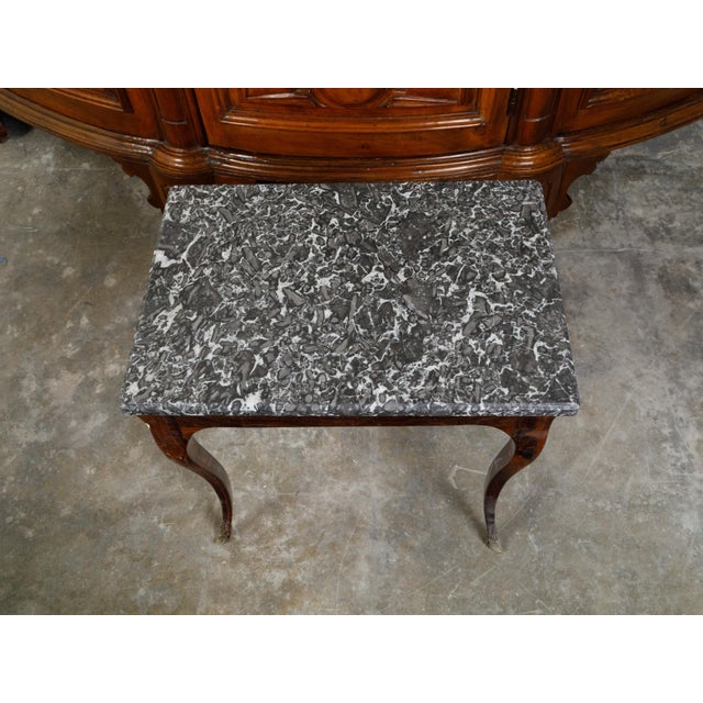 French 19th Century Louis XV Style Walnut Side Table with Grey Marble Top For Sale In Atlanta - Image 6 of 12