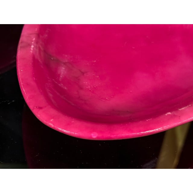 Mid Century Italian Pink Dyed Alabaster Ashtrays Catchalls Made in Italy - A Pair For Sale - Image 4 of 8