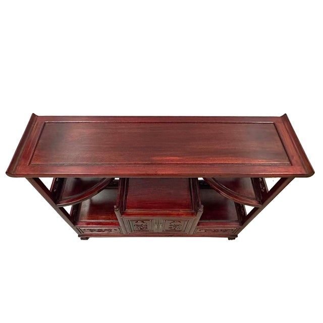 Vintage Chinese Intricate Carved Hardwood Curio Cabinet, Display Shelve For Sale In Los Angeles - Image 6 of 12