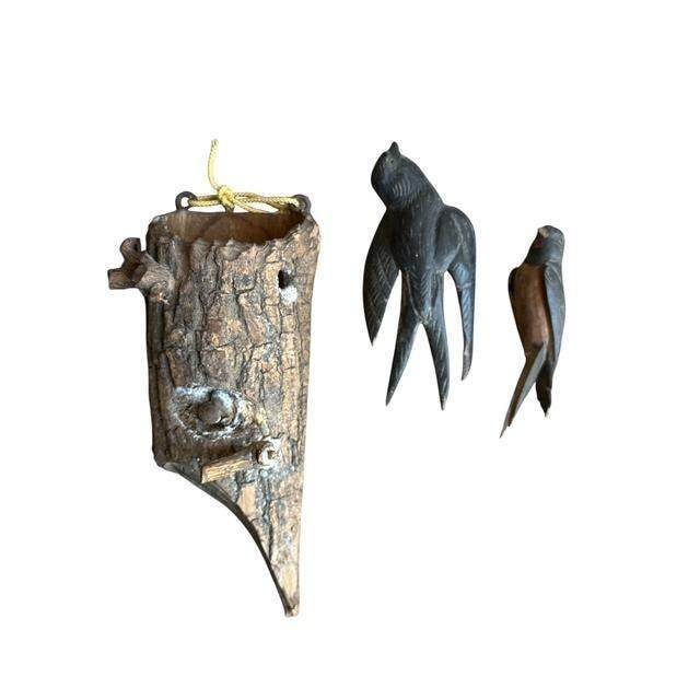 1900 - 1909 Wood Birds in Hollow Branch Tree Sculpture, Austria, 1900s For Sale - Image 5 of 9