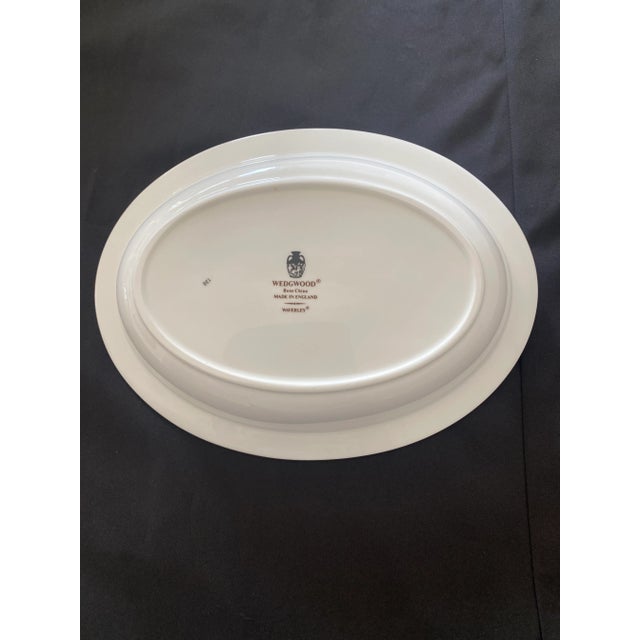 Late 20th Century Wedgwood Waverley Bone China Oval Serving Bowl Blue Design With Pink Shells Mint Condition. For Sale - Image 9 of 12