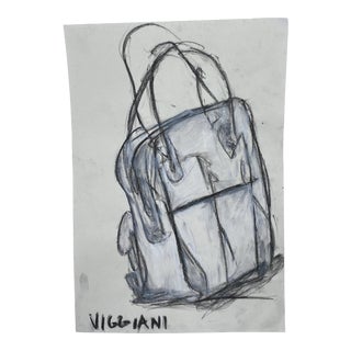 Late 20th Century Charcoal Abstract Drawing Signed Viggiani For Sale