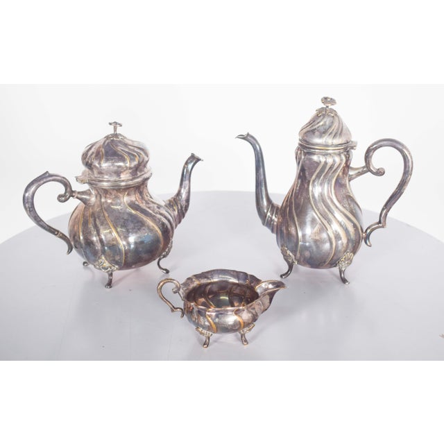 Tea Serving Set in Metal and Silver, 1890s, Set of 3 For Sale - Image 12 of 12