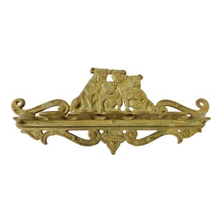 Vintage Mid Century Solid Brass Bulldog Tobacco Pipe Holder Hanging Wall Rack For Sale