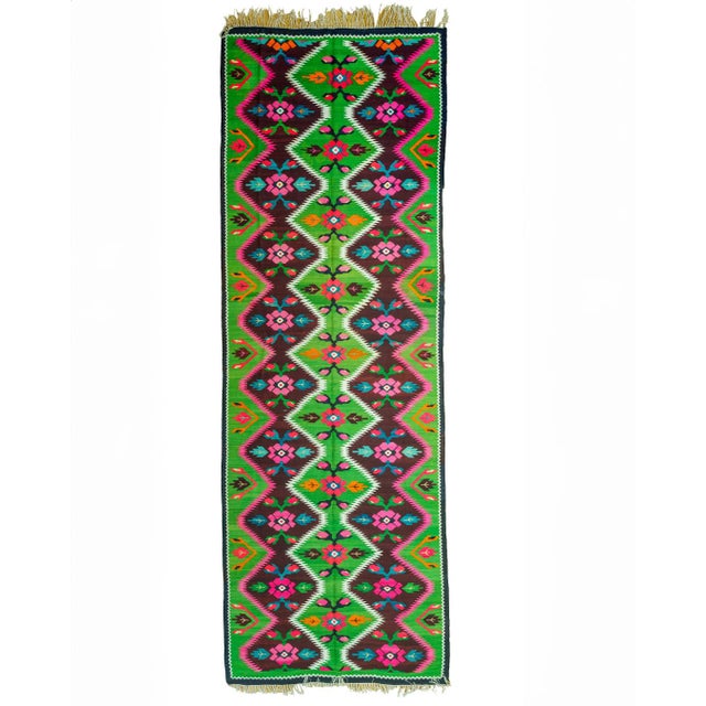 Vintage Romanian Oltenia / Muntenia-Style Handwoven Wool Flatweave Runner Rug, 1960s For Sale - Image 15 of 16