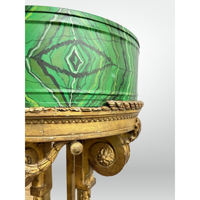 Louis XVI 19th Century Demilune Faux Malachite Tole Planters - a Pair For Sale - Image 12 of 12