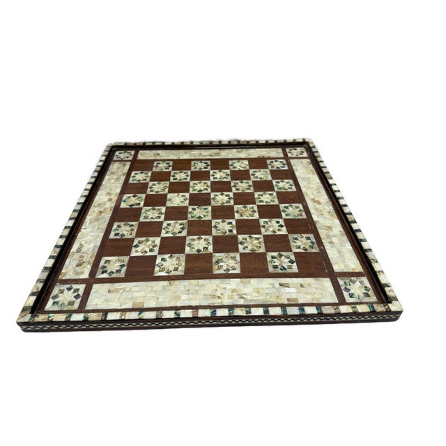 2020s Handmade Wooden Chess Board, Wood Chess Board, Game Board, Mother of Pearl Inlay For Sale - Image 5 of 12