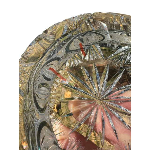 Crystal Ashtray European Heavy Cut Crystal Glass For Sale - Image 9 of 10