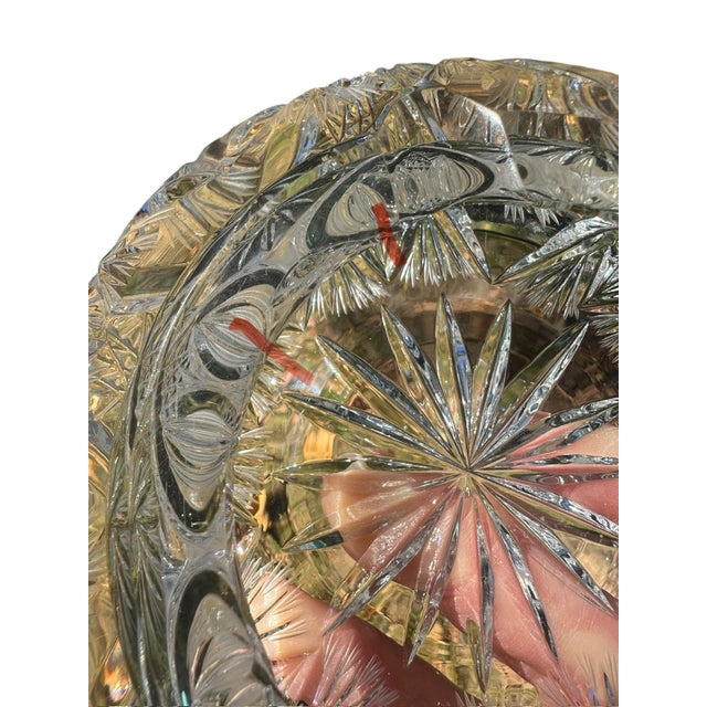 Vintage Ashtray European Heavy Cut Crystal Glass For Sale - Image 9 of 10
