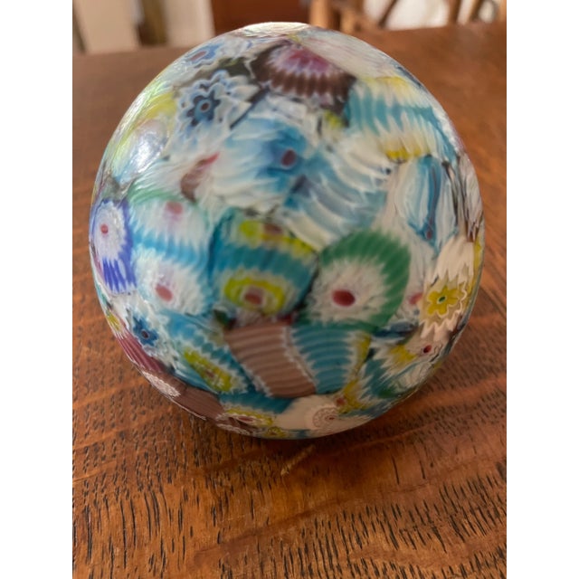 Murano Vintage - Mid Century Murano Millefiori Glass Paperweight For Sale - Image 4 of 6