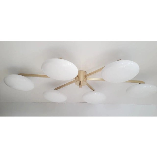 Brass Angelo Natural Brass Glossy White Glass Flush Mount by Fabio Ltd For Sale - Image 8 of 10