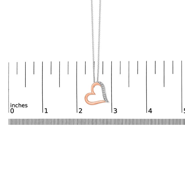 Early 21st Century 14K Rose Gold Plated Sterling Silver 1/10 Cttw Diamond Open Heart Pendant Necklace For Sale - Image 5 of 5