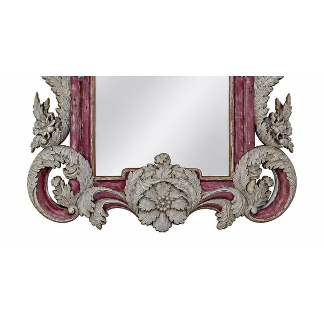 Vintage Rococo Style Silver-Plated Plum Red Framed Wall Mirror. For Sale In New York - Image 6 of 12