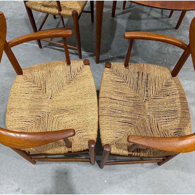 1950s Mid Century Danish Teak Dining Set Peter Hvidt and Orla Molgaard Nielsen for Soborg Mobelfabrik Attrb For Sale - Image 9 of 11
