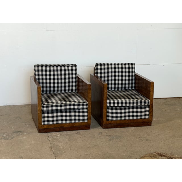 Art Deco Club Armchairs in Burl Walnut, European, 1930s, Set of 2 For Sale - Image 6 of 14