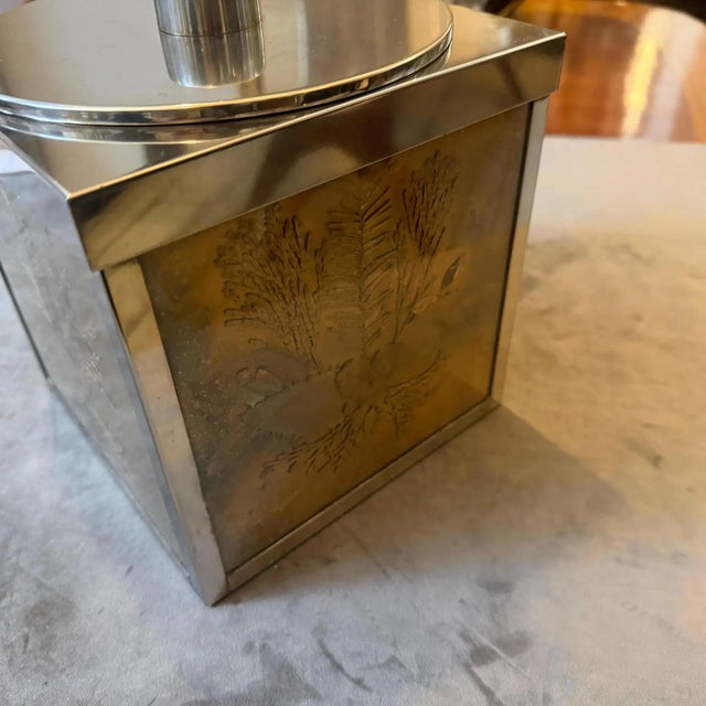Metal 1970s Mid-Century Modern SIlver Plated Square Ice Bucket by Paolo Traversi For Sale - Image 7 of 12