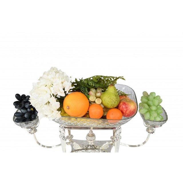 Silver Plate and Glass Serving Bowls, Set of 2 For Sale - Image 6 of 14