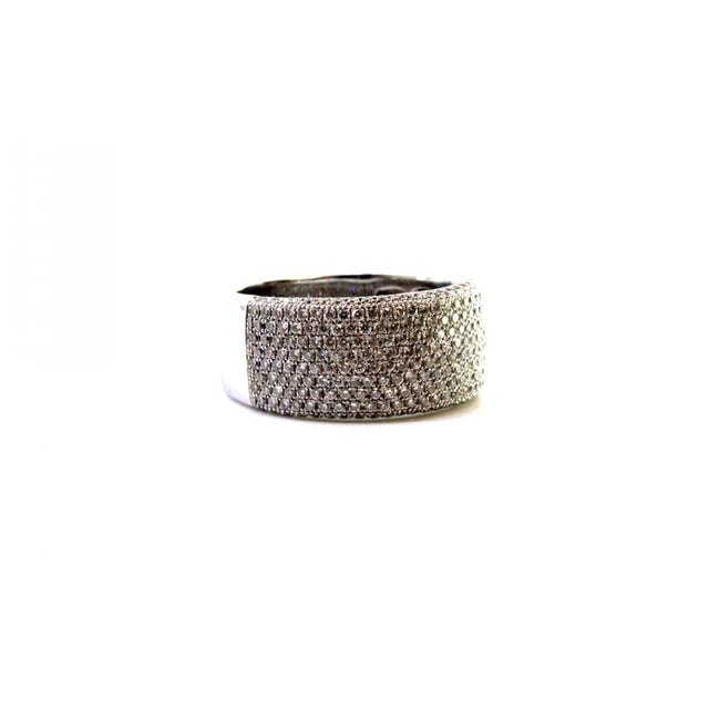 Metal White Gold Ring with Brilliant-Cut Diamonds and Eight Bands For Sale - Image 7 of 8