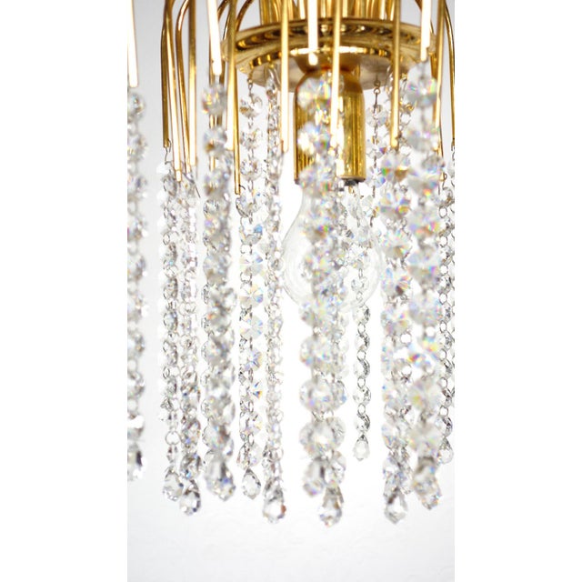 Metal Brass and Lead Crystal Chandelier from Joska Bodenmais, 1970s For Sale - Image 7 of 11