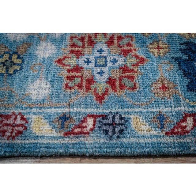 2020s 8x10 Turquoise Traditional Floral Oushak Hand Knotted Wool Carpet Rug For Sale - Image 5 of 6