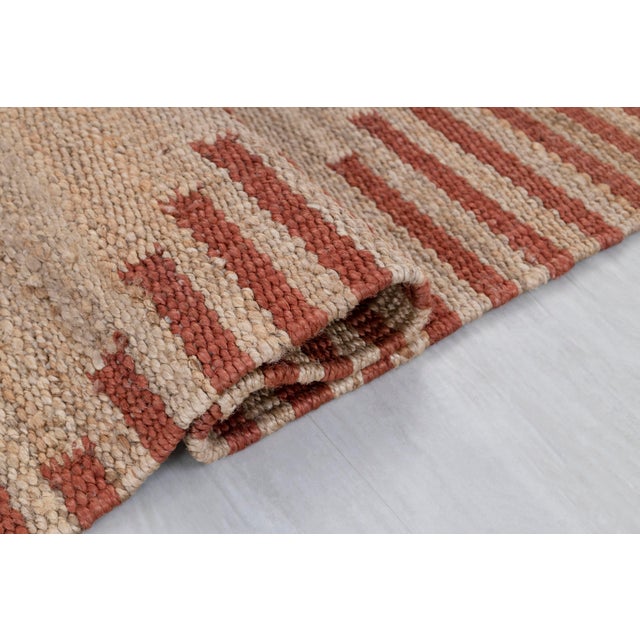 Gold Gold Red Jute Premium Diamond Design Scandivian Rug Hand Woven 9x12Ft. For Sale - Image 8 of 13