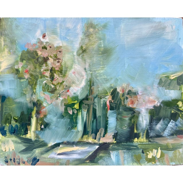 A joyful and painterly Alabama plein air landscape, alive with bold color, heavy impasto, and an unmistakably whimsical...