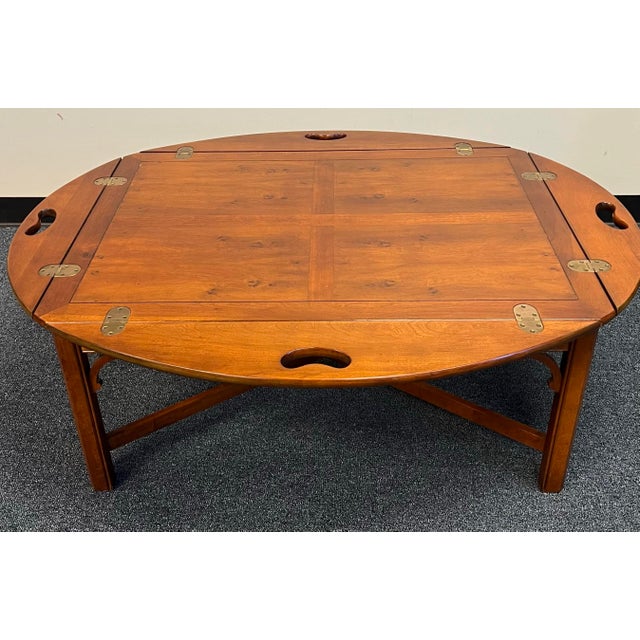 Chippendale Style Cherry & Yew Wood Butlers Tray Coffee Table For Sale In New York - Image 6 of 10