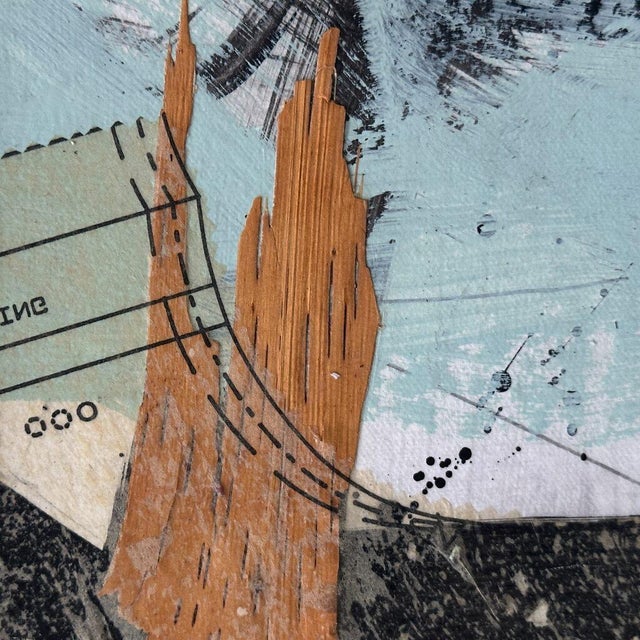 Christiane Corcelle "Whispers of the Forest 4" Mixed Media on Canvas, Tall Narrow Abstract Painting in Pale Blue and Black, 2024 For Sale - Image 4 of 9