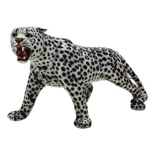 Snow Leopard Figurine in Ceramic by Ceramiche Boxer For Sale