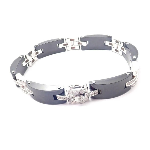 2000 - 2009 Cartier Maillon Panthere 18K White Gold Diamond Ceramic Link Bracelet For Sale - Image 5 of 9