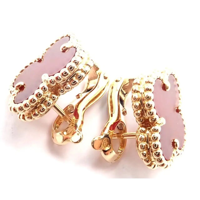 Contemporary Van Cleef & Arpels Vintage Alhambra Yellow Gold Red Agate Earrings, Pair For Sale - Image 3 of 11