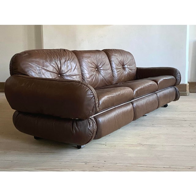 Sofa in Brown Leather by Kurt Hvitsjö for Isku, 1970s For Sale - Image 6 of 6