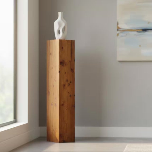 Dimensions: 9" W x 9" D x 47" H Elevate your décor with this beautifully crafted vintage teak wood pedestal, designed to...