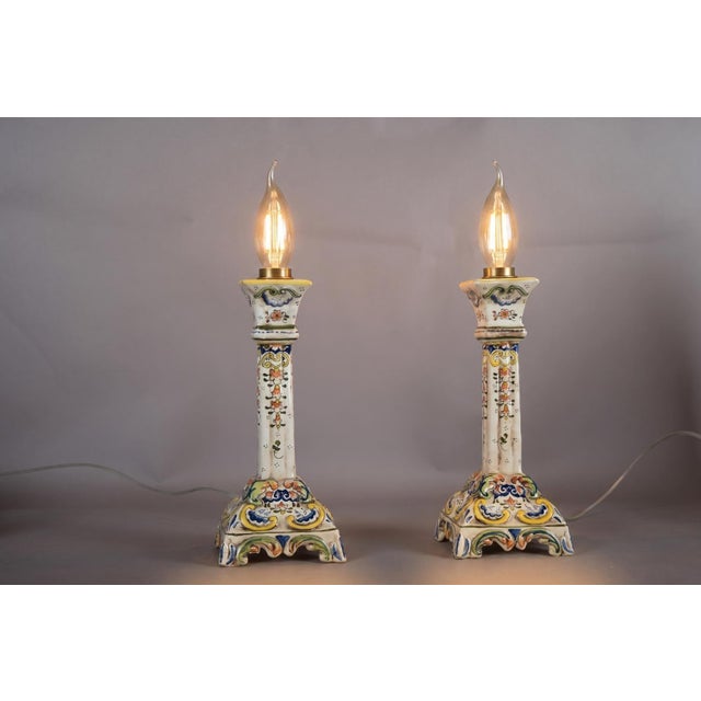 French Rouen Faience Table Lamps, 1890s, Set of 2 For Sale - Image 15 of 18