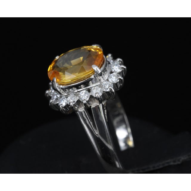 Late 20th Century Gia Yellow Sapphire & 0.48ct Diamond Platinum Ring 7.5g Size 6 For Sale - Image 10 of 18