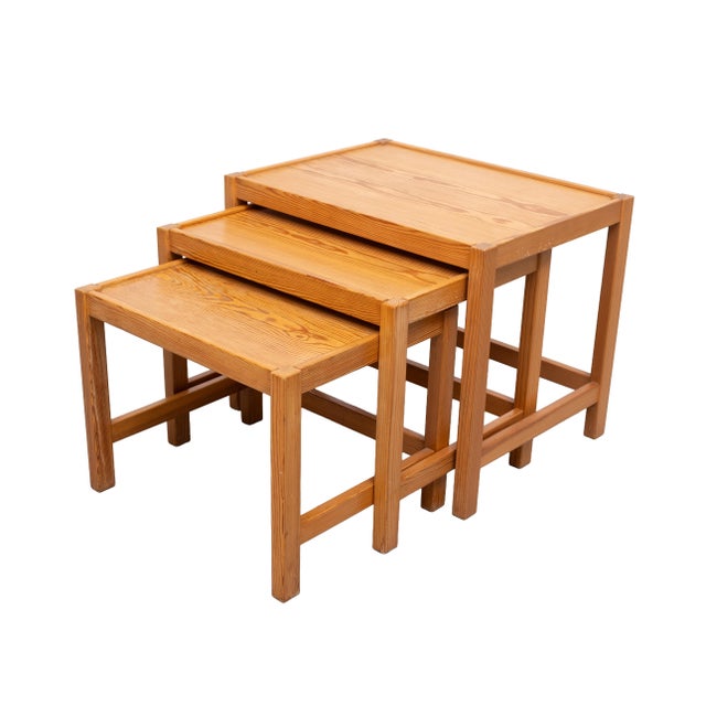 Pine Nesting Tables from Kurt Østervig, Denmark, 1960s, Set of 3 For Sale - Image 9 of 11