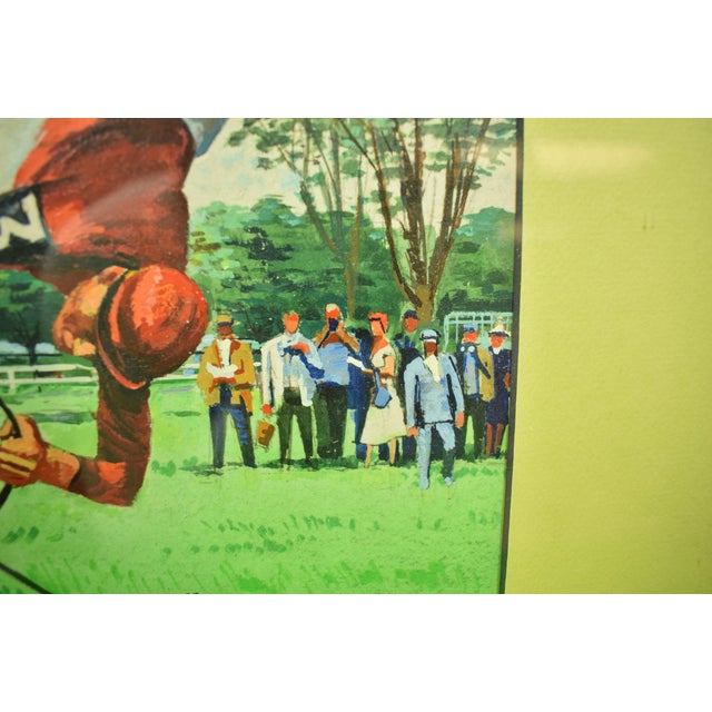 Mid 20th Century Three Steeplechase Jockeys Timber Jumping Acrylic Painting For Sale - Image 4 of 9