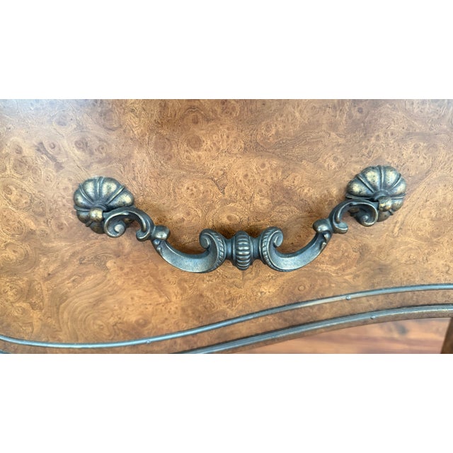 1970s Monumental Mastercraft Burl Wood & Black Marble Console Table, 80” For Sale - Image 15 of 16