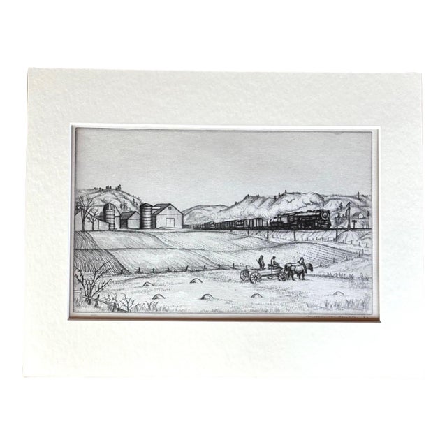 Vtg 1939 Print in 11x14 Mat, Ready to Frame: Andrew Butler "New England Scene" For Sale