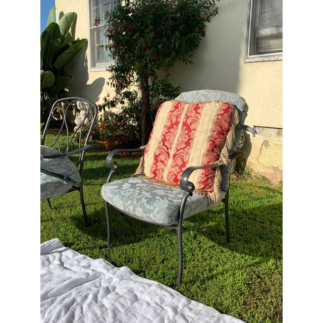 Italianate Scrolled Square Silk Pillow For Sale - Image 4 of 12