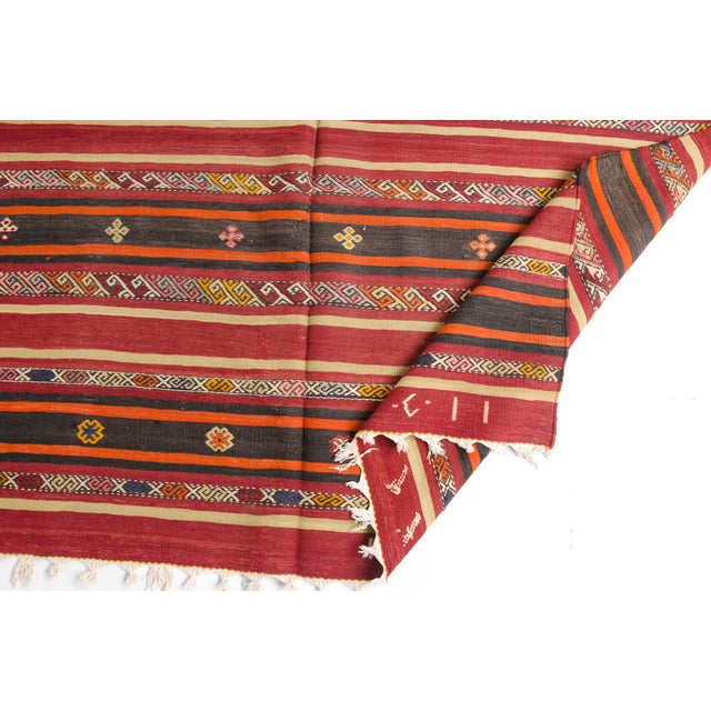 Red Mid 20th Century Traditional Patterned Kilim Kilim For Sale - Image 8 of 11